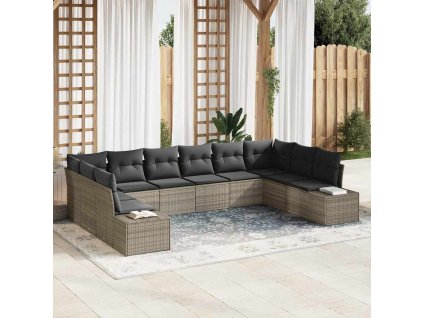 Sada zahradních pohovek 10 pcs Šedá 344 x 209 x 85 cm