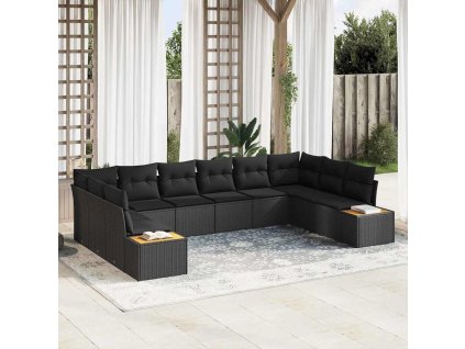 Sada zahradních pohovek 10 pcs Černá 344 x 209 x 85 cm