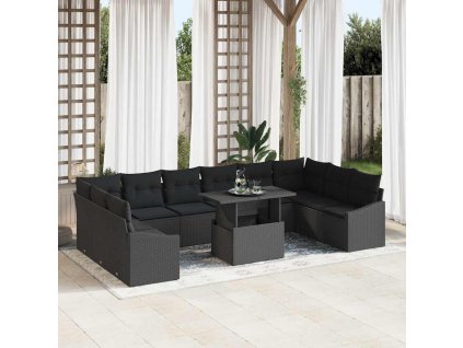 Sada zahradních pohovek 11 pcs Černá 100 x 55 x 73 cm