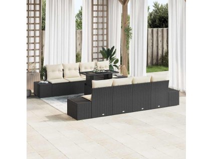 Sada zahradních pohovek 7 pcs Černá a krémová 100 x 55 x 73 cm