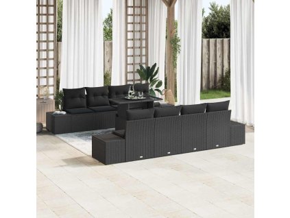 Sada zahradních pohovek 7 pcs Černá 100 x 55 x 73 cm