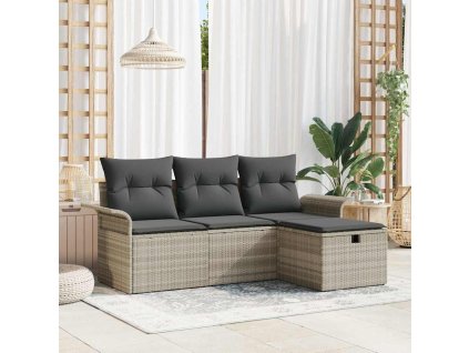 Sada zahradních pohovek 4 pcs Světle šedá Poly ratan