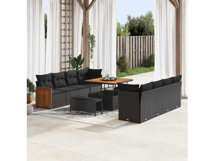 Sada zahradních pohovek 11 pcs Černá 100 x 100 x 71 cm