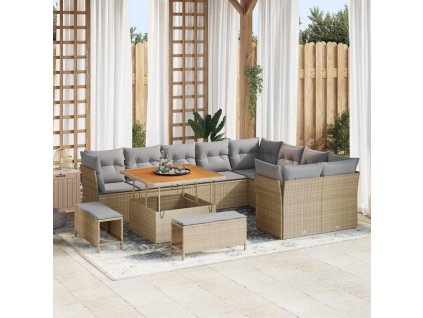 Sada zahradních pohovek s polštářem 12 pcs béžová a světle šedá