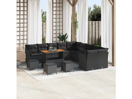 Sada zahradních pohovek 14 pcs Černá 110 x 55 x 71 cm