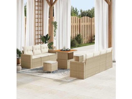 Sada zahradních pohovek 10 pcs béžová a krémová 80 x 80 x 71 cm