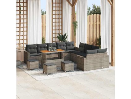 Sada zahradních pohovek 14 pcs Šedá 110 x 55 x 71 cm