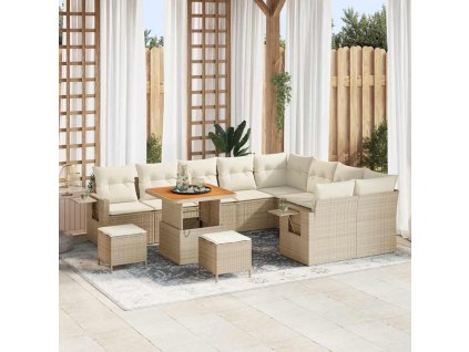 Sada zahradních pohovek 12 pcs béžová a krémová 80 x 80 x 71 cm