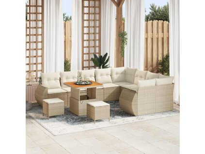 Sada zahradních pohovek 12 pcs béžová a krémová 80 x 80 x 71 cm