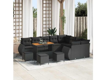 Sada zahradních pohovek 13 pcs Černá 110 x 55 x 71 cm