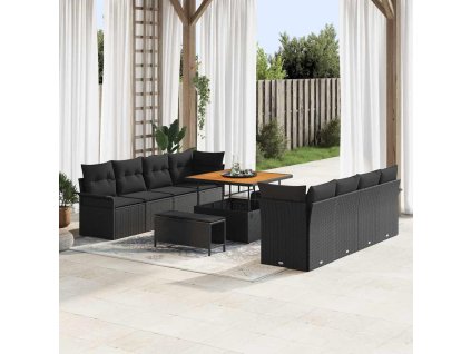 Sada zahradních pohovek 11 pcs Černá 100 x 100 x 71 cm