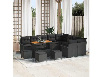 Sada zahradních pohovek 13 pcs Černá 110 x 55 x 71 cm