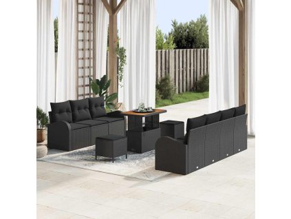Sada zahradních pohovek 10 pcs Černá 90 x 55 x 71 cm