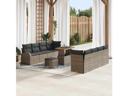 Sada zahradních pohovek s polštářem 11 pcs Šedá 90 x 55 x 71 cm