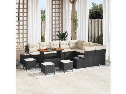 Sada zahradních pohovek 12 pcs Černá a krémová 110 x 55 x 71 cm