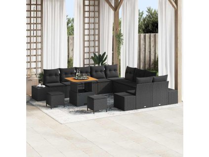 Sada zahradních pohovek 13 pcs Černá 80 x 80 x 71 cm