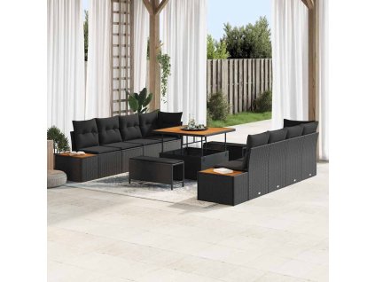 Sada zahradních pohovek 11 pcs Černá 100 x 100 x 71 cm