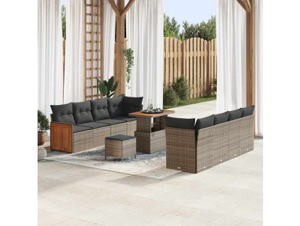 Sada zahradních pohovek 11 pcs Šedá 90 x 55 x 71 cm polyratan