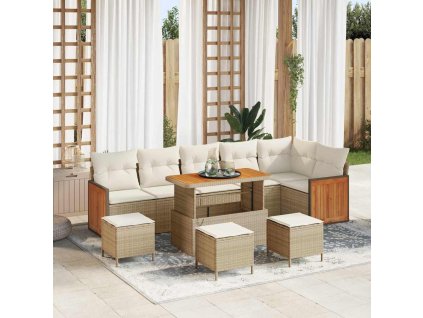 Sada zahradních pohovek 10 pcs Béžová a krémová