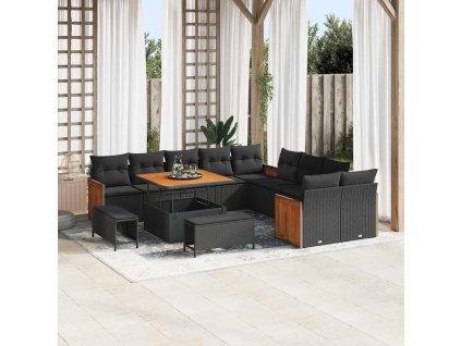 Sada zahradních pohovek 13 pcs Černá 100 x 100 x 71 cm