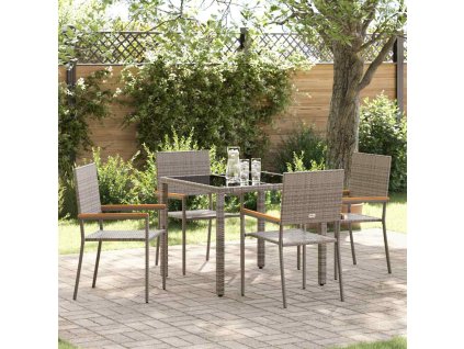 Zahradní jídelní souprava 5 pcs Šedá 90 x 90 x 75 cm polyratan