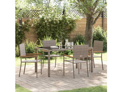 Zahradní jídelní souprava 5 pcs Šedá 150 x 90 x 75 cm polyratan