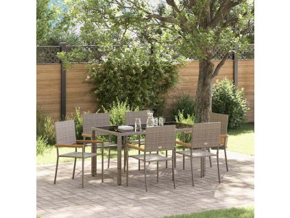 Zahradní jídelní souprava 7 pcs Šedá 150 x 90 x 75 cm polyratan