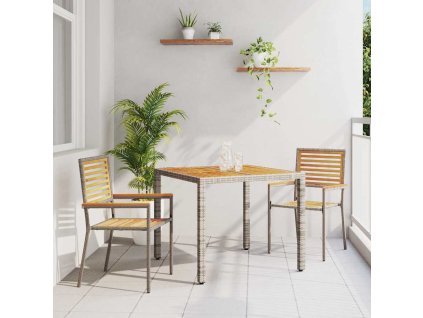 Zahradní jídelní souprava 3 pcs Šedá 90 x 90 x 75 cm polyratan