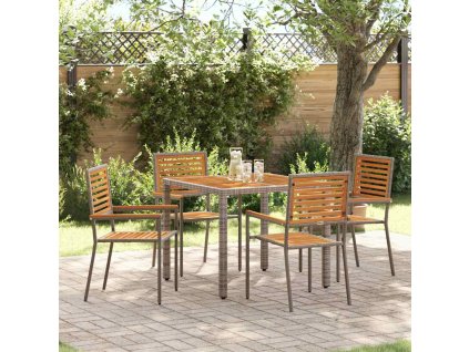 Zahradní jídelní souprava 5 pcs Šedá 90 x 90 x 75 cm polyratan