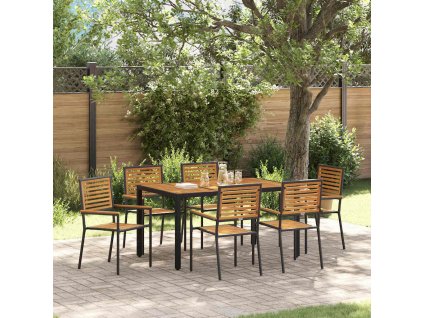 Zahradní jídelní souprava 7 pcs Černá 150 x 90 x 75 cm