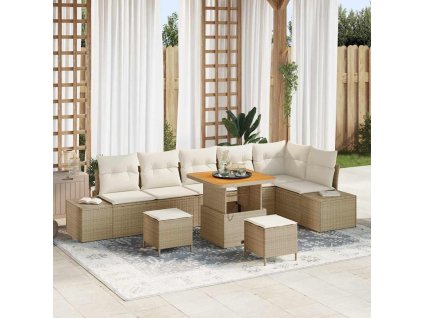 Sada zahradních pohovek 9 pcs Béžová a krémová 80 x 80 x 71 cm