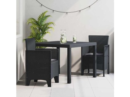 Zahradní jídelní souprava 3 pcs Antracit Ratan Polt