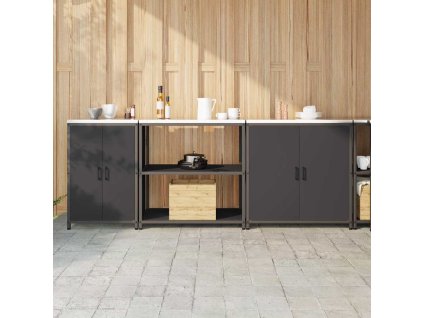 Kuchyňská skladovací sada s policí 3 pcs Černá 240 x 50 x 92 cm