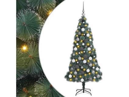 Umělý Vánoční Stromek s Osvětlením a Soupravou Ozdob 150 cm