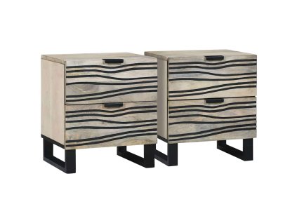 Noční skříňka se zásuvkou 2 pcs Bílá a černá 40 x 33 x 46 cm