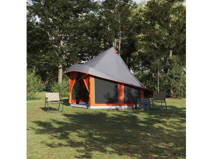 Rodinný tipi stan Šedá a oranžová 404 x 370 x 270 cm