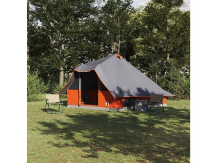 Rodinný tipi stan Šedá a oranžová 358 x 296 x 258 cm