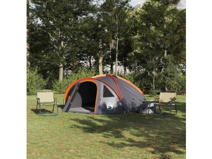 Kempingový stan Šedá a oranžová 308 x 268 x 130 cm Polyester
