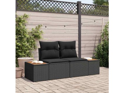 Zahradní sofa Černá 184 x 62 x 85cm polyratan