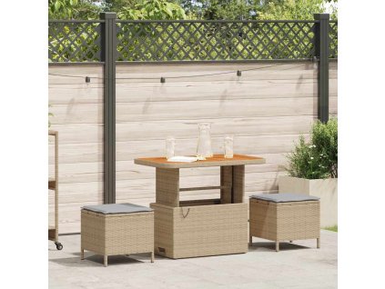 Zahradní jídelní souprava 3 pcs Béžová Poly ratan