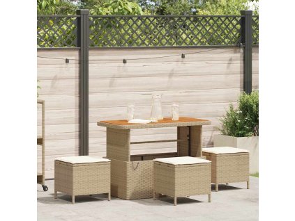 Zahradní jídelní souprava 4 pcs Béžová Poly ratan