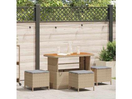 Zahradní jídelní souprava 4 pcs Béžová Poly ratan