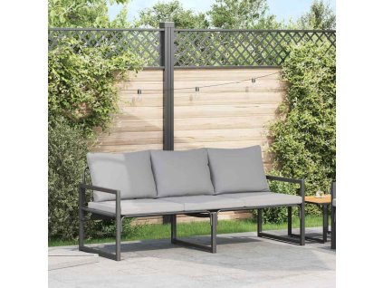 Zahradní nábytek s polštářem Jiný Černá 180 x 72.5 x 71 cm Ocel