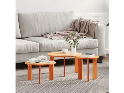Konferenční stolek 3 pcs Voskově hnědá 47.5 x 47.5 x 27 cm