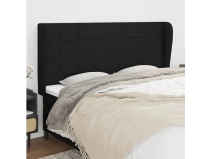 Čelo postele typu ušák černé 203x23x118/128 cm textil