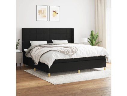 Box spring postel s matrací černá 200x200 cm textil
