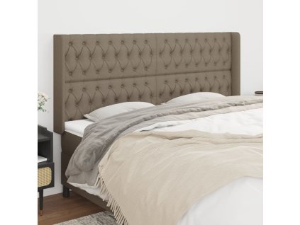 Čelo postele typu ušák taupe 203x16x118/128 cm textil