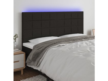 Čelo postele s LED černé 200x5x118/128 cm textil