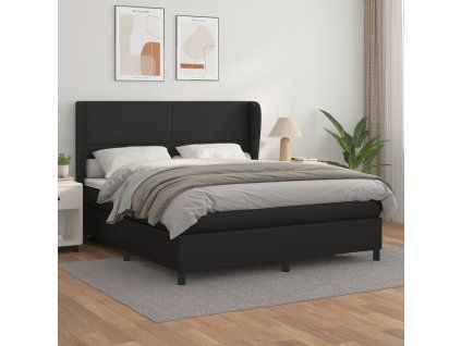 Box spring postel s matrací černá 160x200 cm umělá kůže