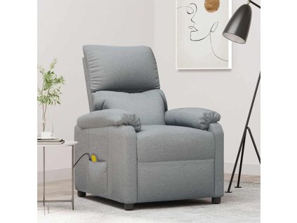Masážní křeslo světle šedé textil